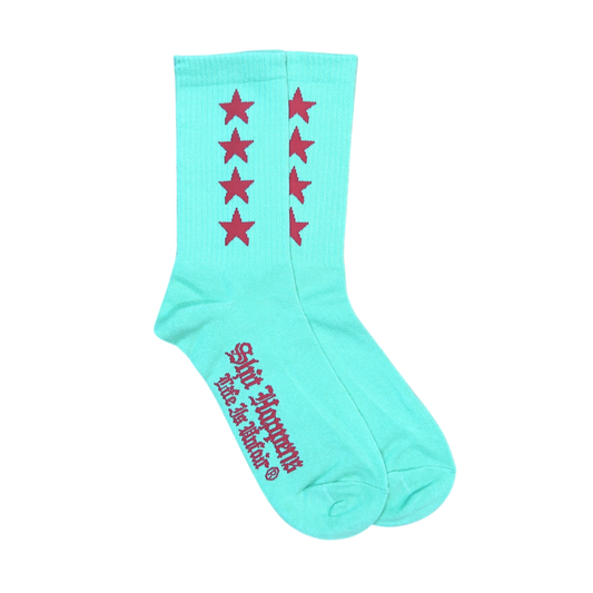4 Star Socks (Mint Green/Red)