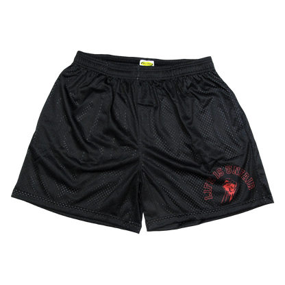 College Mesh Shorts (Black/Red)