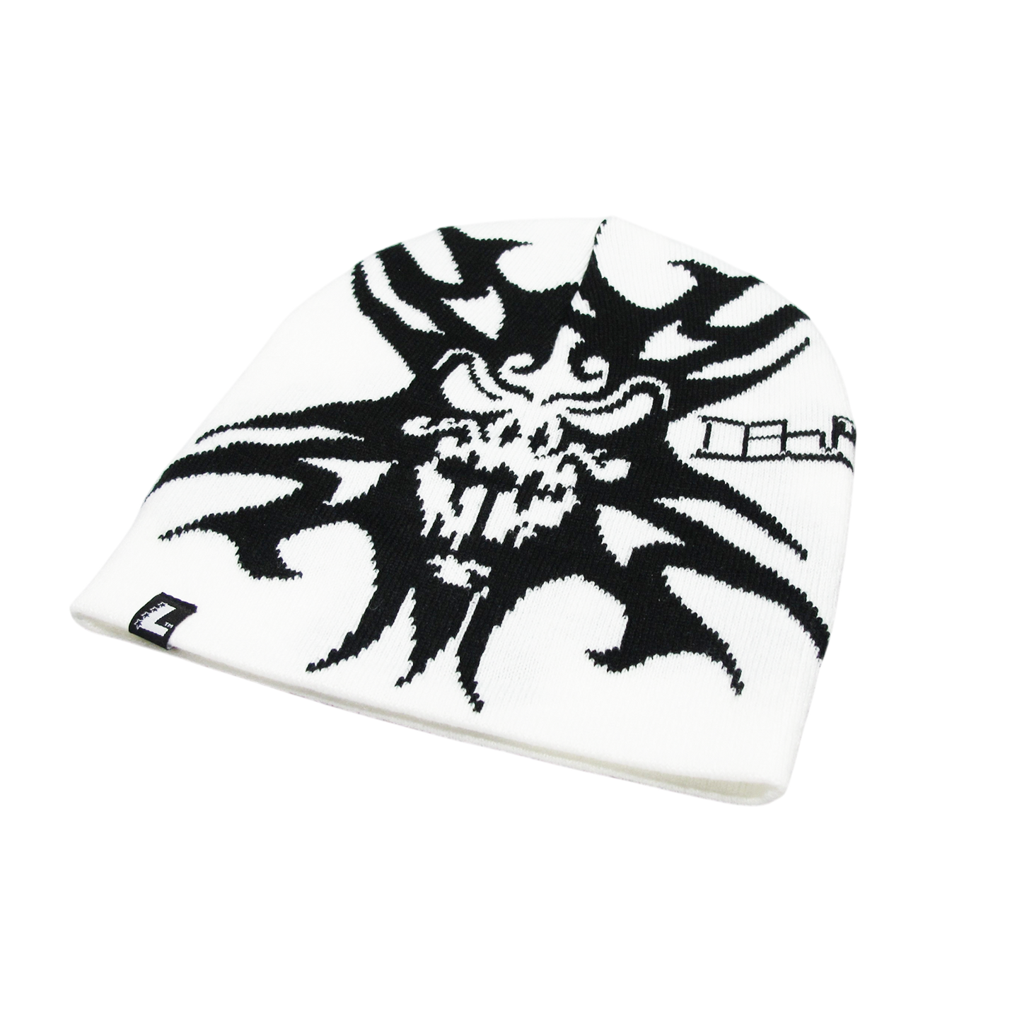 Tribal Demon Beanie (White/Black)