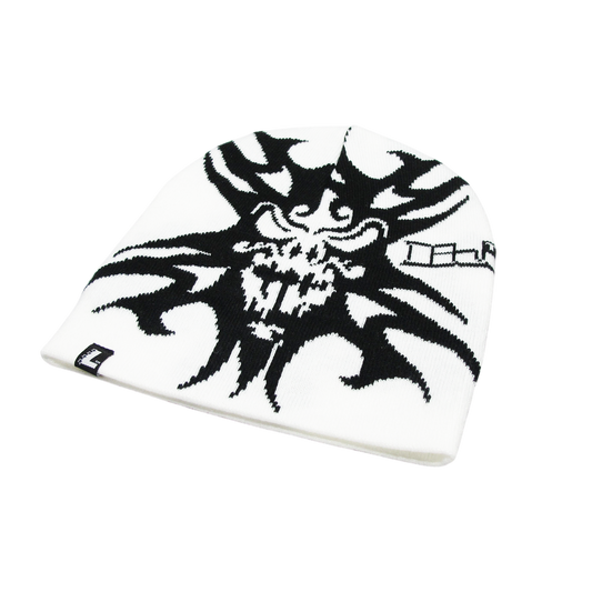 Tribal Demon Beanie (White/Black)