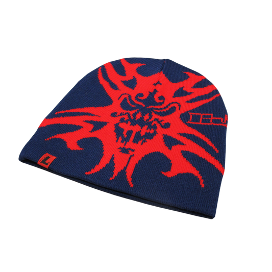 Tribal Demon Beanie (Navy/Red)